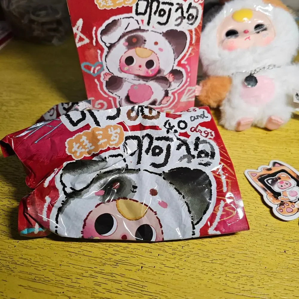 Baby Three Cat & Dog Opened Calico Cat 180 Boba Eyes Pouting Mouth Blonde Hair